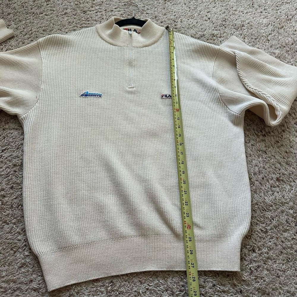 Vtg Fila Wool Sweater Mens 44 XL 1/4 Zip 80s Pullover Italy Golf Tennis Preppy - Picture 7 of 8